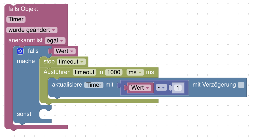 Einen einfachen Countdown-Timer kannst du mithilfe eines Datenpunkts und ein paar Blockly-Blöcken schnell selbst erstellen. Hier erfährst du, wie das funktioniert.