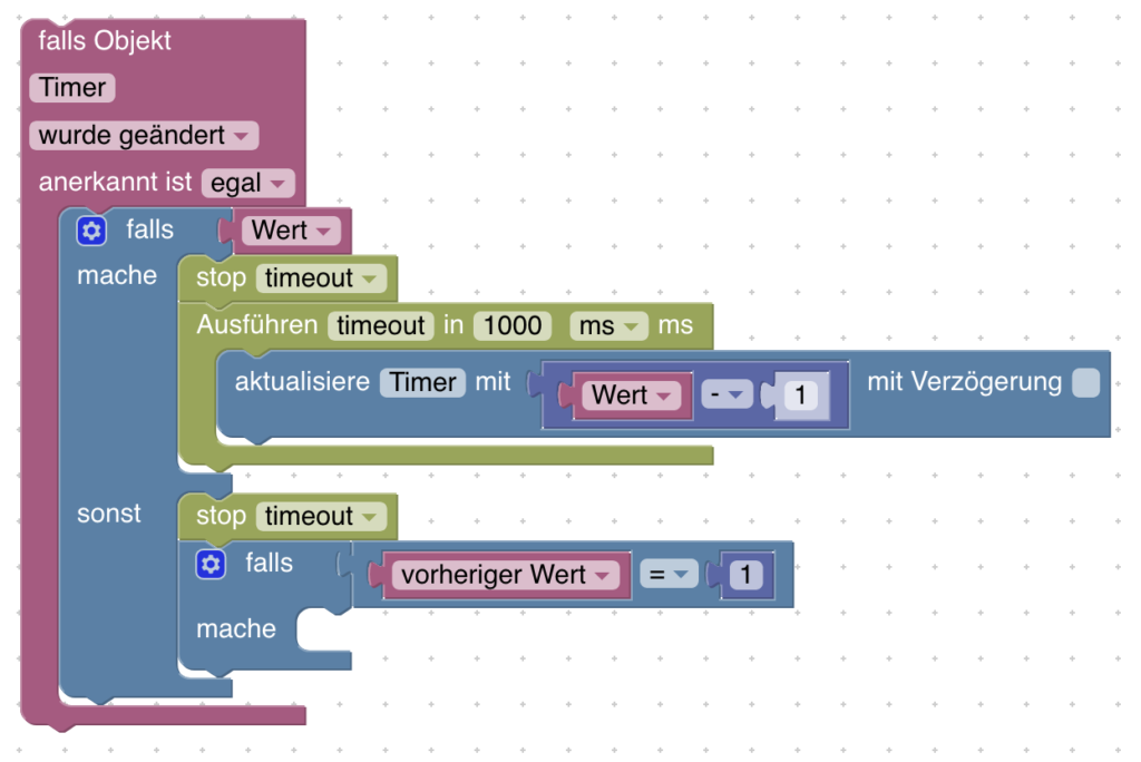 Einen einfachen Countdown-Timer kannst du mithilfe eines Datenpunkts und ein paar Blockly-Blöcken schnell selbst erstellen. Hier erfährst du, wie das funktioniert.