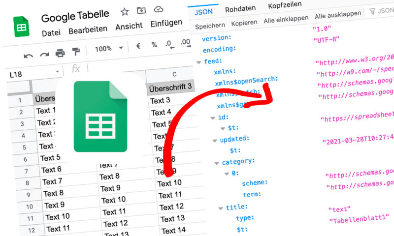 Mit dem Excel von Google verwalte ich einige Daten, die ich per JSON in mein Smart Home System hole und über die Visualisierung ausgebe. Wie du eine Google Spreadsheet Tabelle als JSON auslesen kannst, zeige ich dir in diesem Artikel.