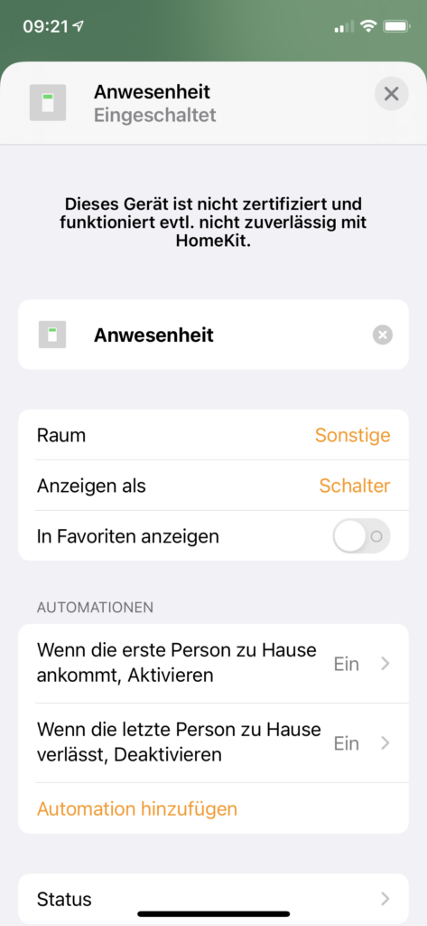 Wenn du im Apple-Kosmos unterwegs bist und dein Smart Home bereits über HomeKit steuerst, kannst du eine einfache Abwesenheits- und Anwesenheitserkennung mit ioBroker realisieren. Ich zeige dir, wie du einen Schalter im HomeKit konfigurierst, der die An- oder Abwesenheit anzeigt.