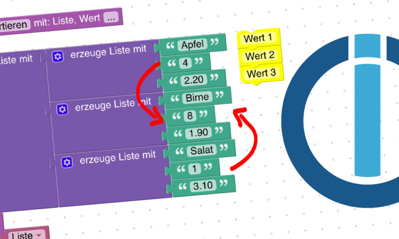 Wenn du mit Blockly eine Liste mit weiteren Listen erstellst, kannst du diese nicht mehr sortieren lassen. Hier erfährst du, wie du solche multidimensionale Listen nach allen Werten sortieren kannst.